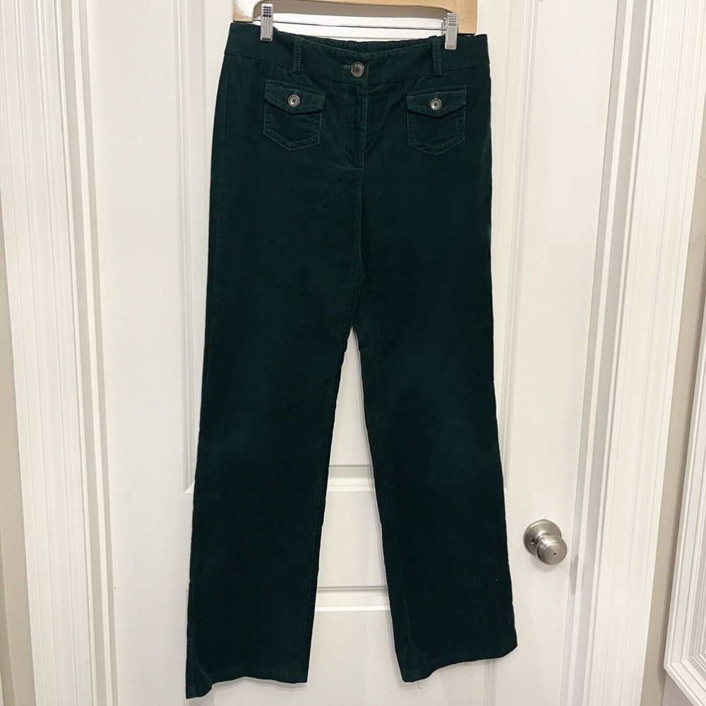 Ann Taylor Signature Fit Just Below The Waist Corduroy Green Pants SZ 2